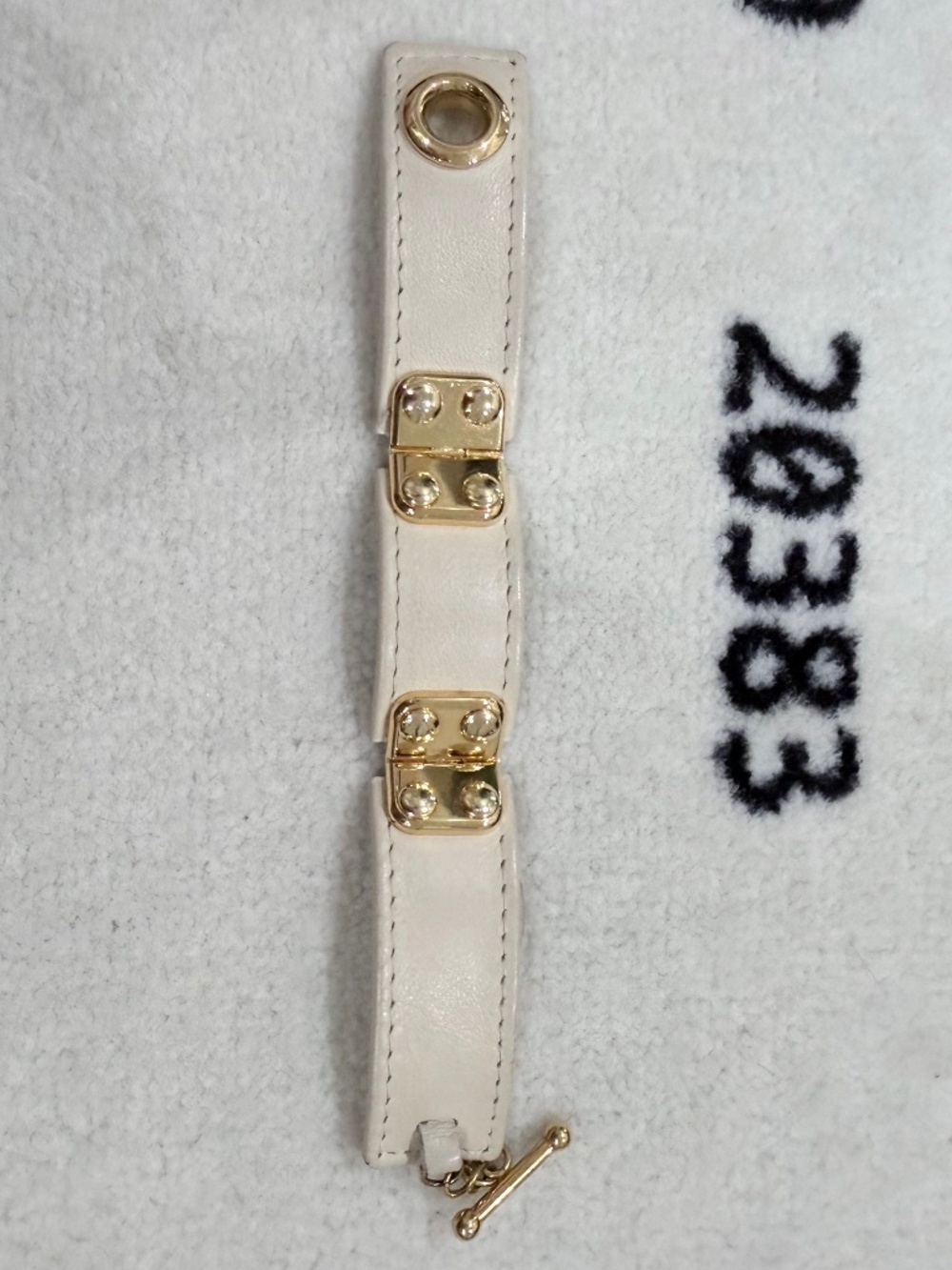 Vintage Marni Cream Leather Toggle Clasp Bracelet